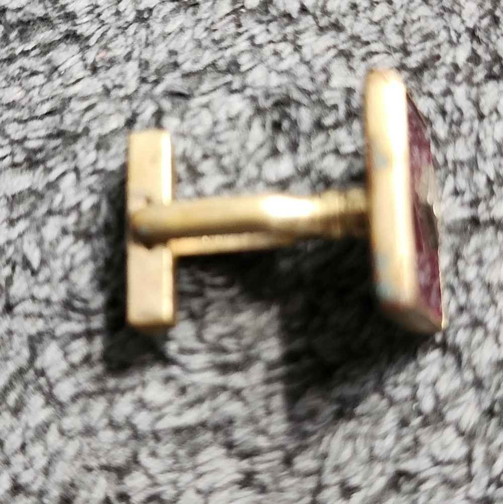 Vintage Red Rectangular Single Cuff Link - image 3